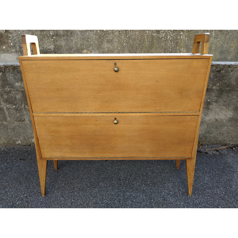 Vintage wooden secretary with compass base 