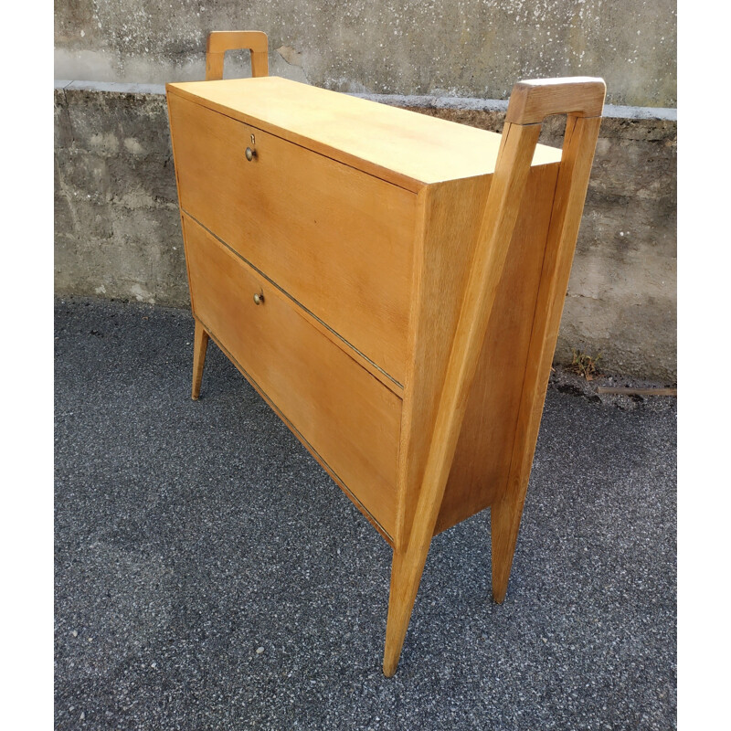 Vintage wooden secretary with compass base 