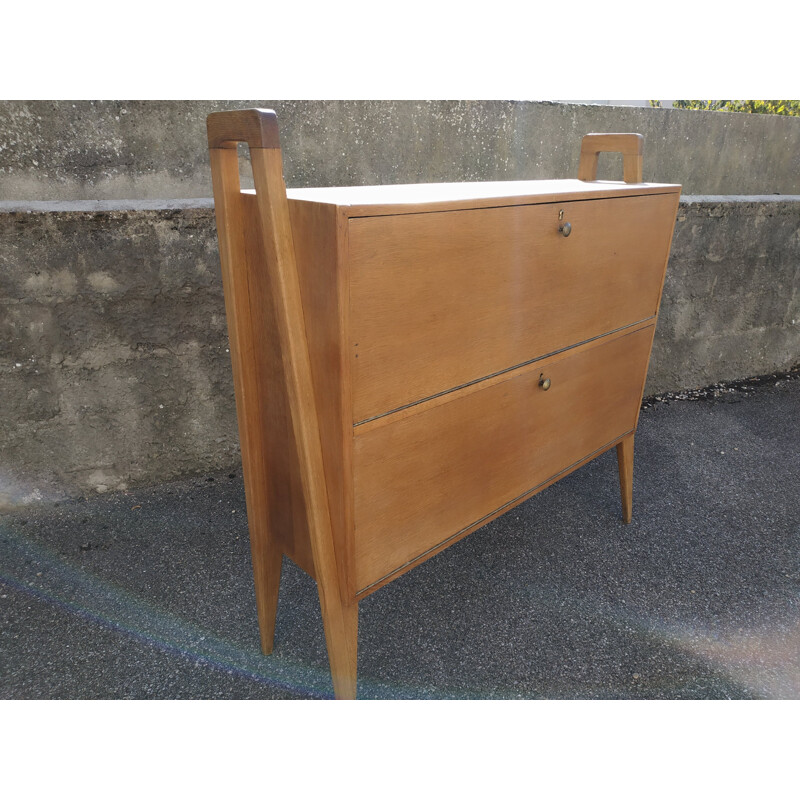 Vintage wooden secretary with compass base 