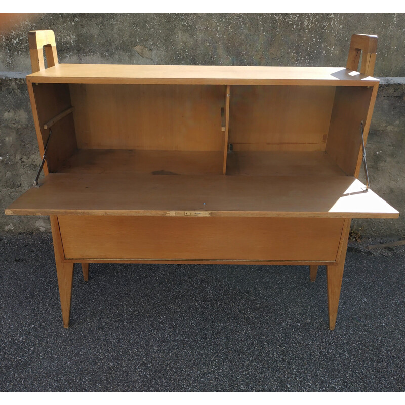 Vintage wooden secretary with compass base 