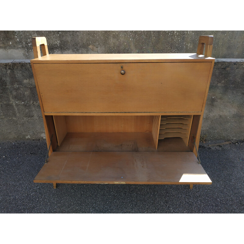 Vintage wooden secretary with compass base 