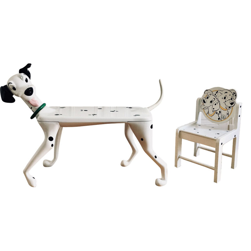 Vintage Dalmatian desk and chair by Pierre Colleu for Starform