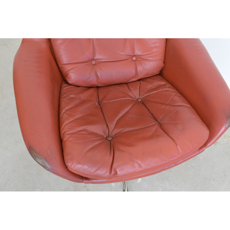 Fauteuil pivotant vintage danois en cuir par H. W. Klein pour Bramin