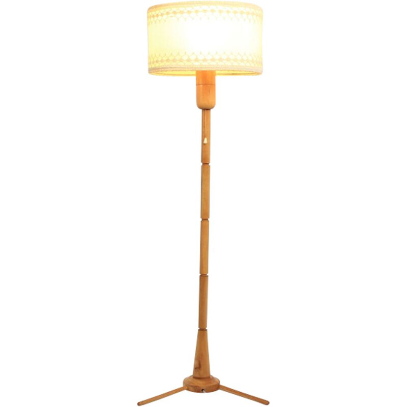 Vintage retro floor lamp with fabric lampshade