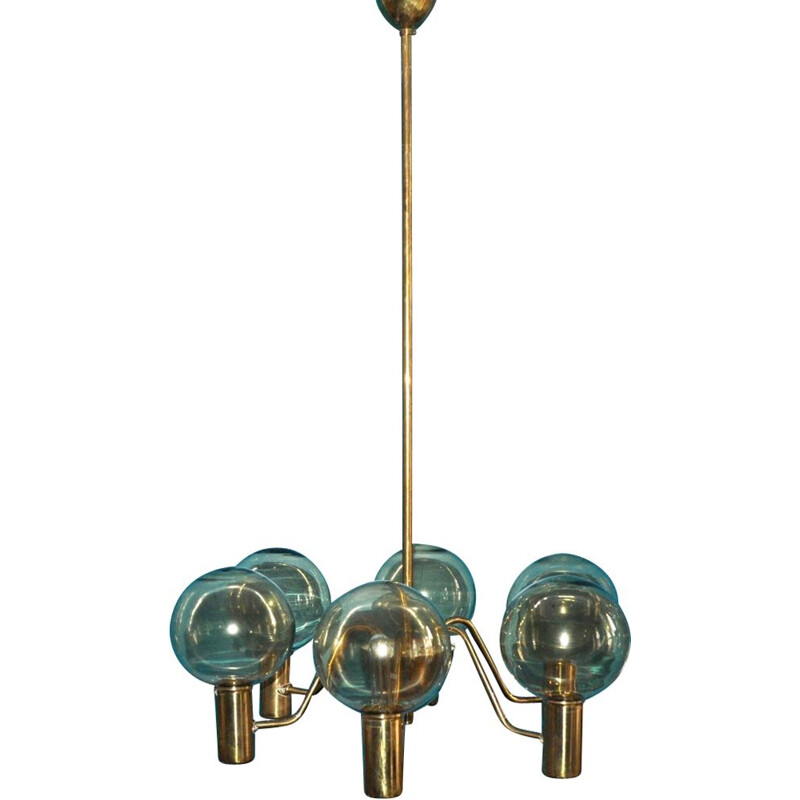 Vintage T372 chandelier in brass b Hans Agne Jakobsson
