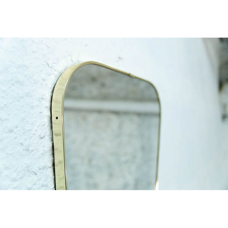 Vintage Belgian mirror in flared golden brass