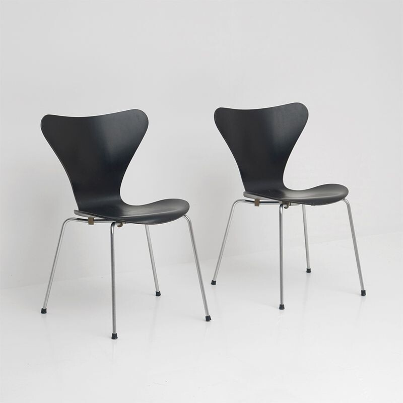 Pareja de sillas de época 3107 de Arne Jacobsen para Fritz Hansen, 1955