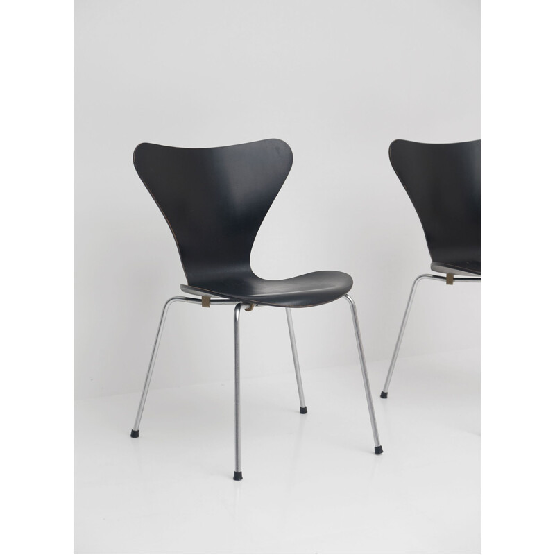 Pair of vintage chairs 3107 by Arne Jacobsen for Fritz Hansen, 1955