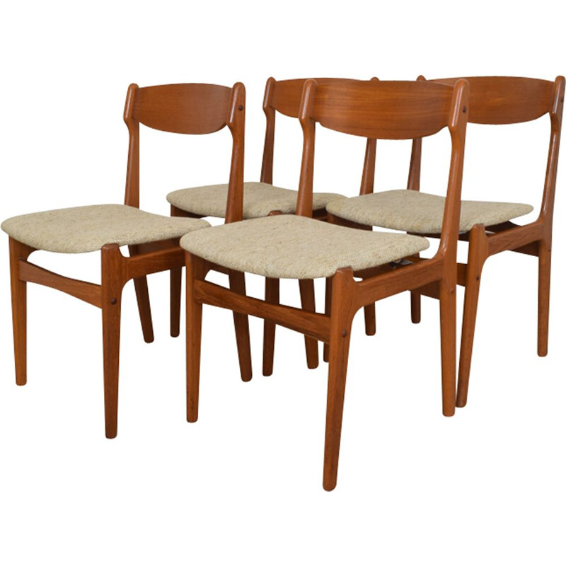 Suite de 4 chaises à repas vintage danoises en teck