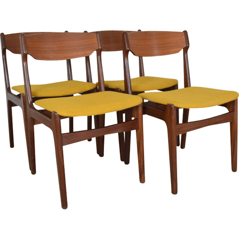 Suite de 4 chaises à repas vintage danoises en teck