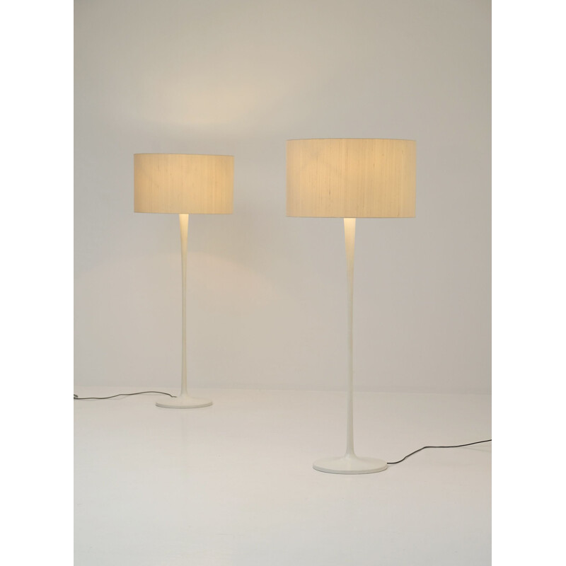 Pair of vintage white floor lamps by Leuchten