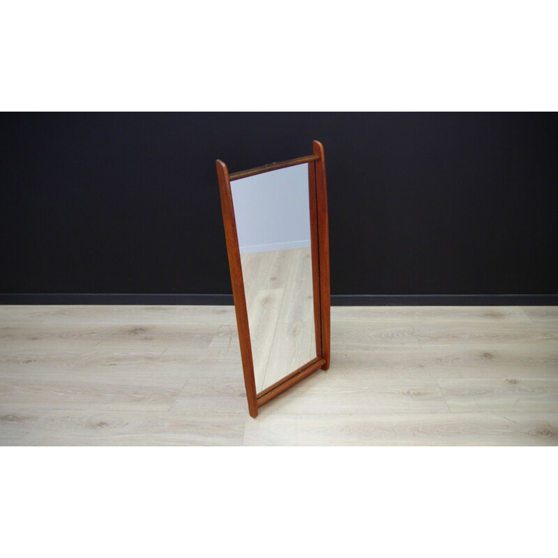 Miroir danois vintage avec cadre en teck