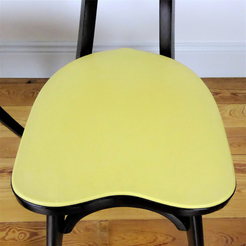 Pair of Vintage yellow Baumann chairs 1960