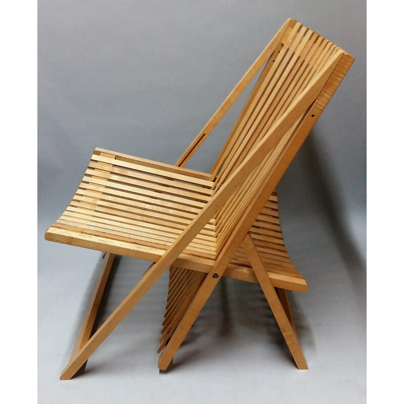 Vintage folding chair model A1 maple by Jean-Claude Duboys for Attitude Editions