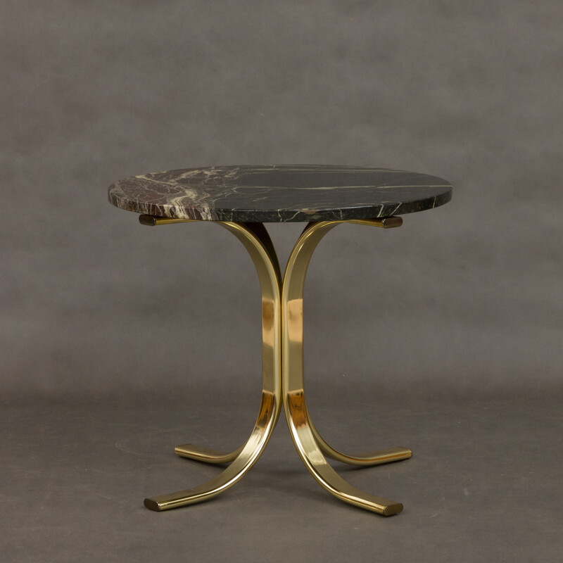 Vintage Italian side table in brass and marble