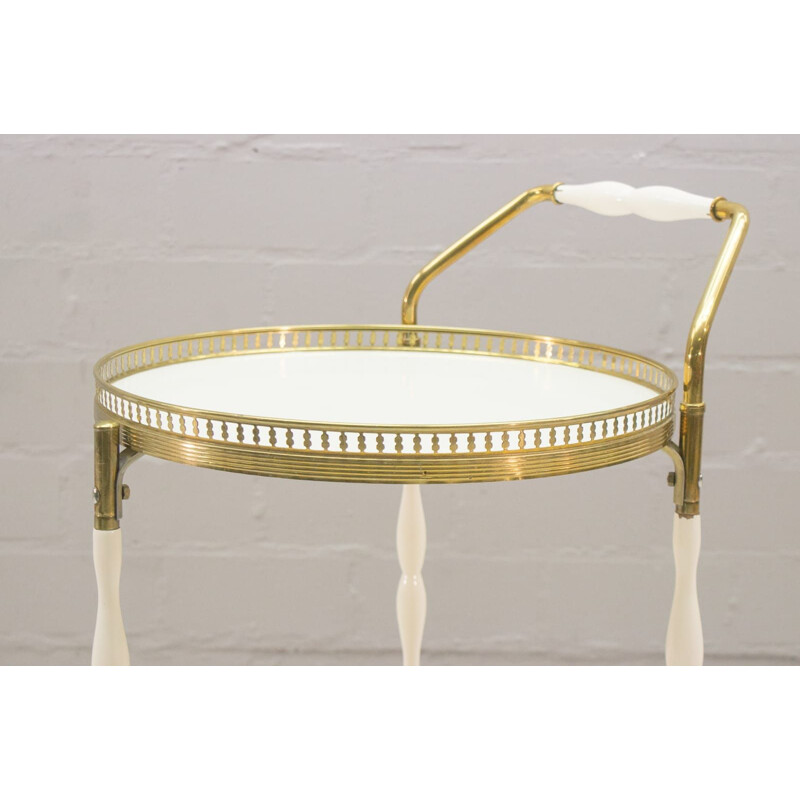 Vintage Italian serving cart in golden brass