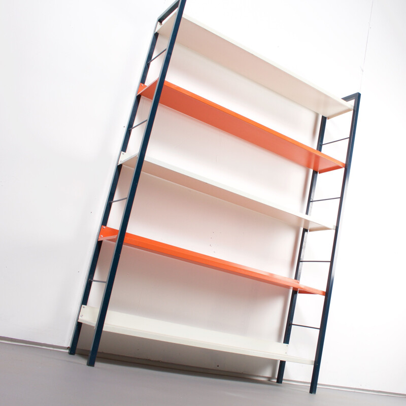 Vintage shelving unit in metal by A. D. Dekker for Tomado