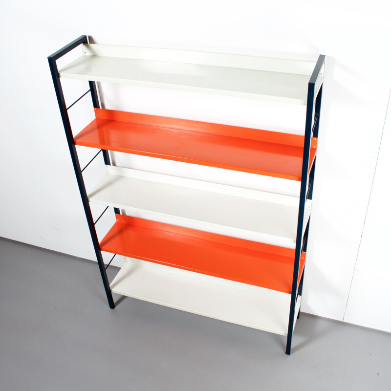 Vintage shelving unit in metal by A. D. Dekker for Tomado