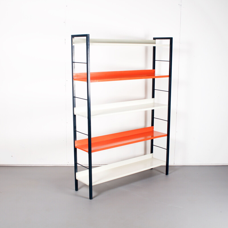 Vintage shelving unit in metal by A. D. Dekker for Tomado