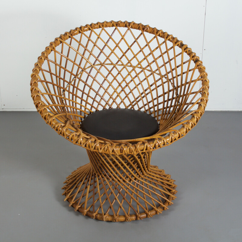 Vintage round chair in wicker by Dirk van Sliedrecht for Rohe Noordwolde