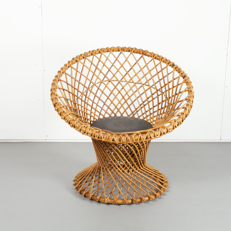 Vintage round chair in wicker by Dirk van Sliedrecht for Rohe Noordwolde