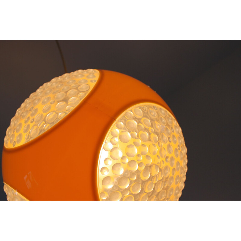 Vintage yellow pendant lamp in plastic by Luigi Colani