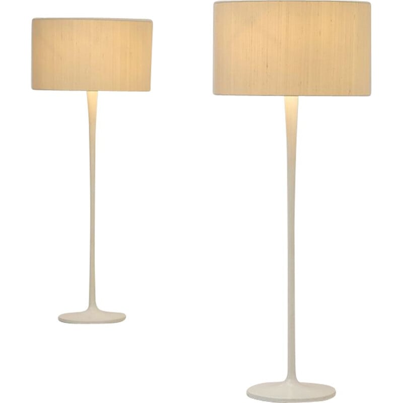 Pair of vintage white floor lamps by Leuchten
