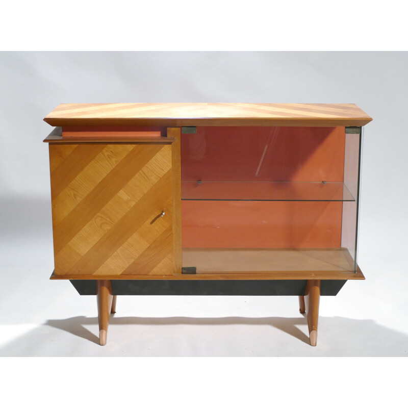 Little storage in cherrywood and glass - 1950s