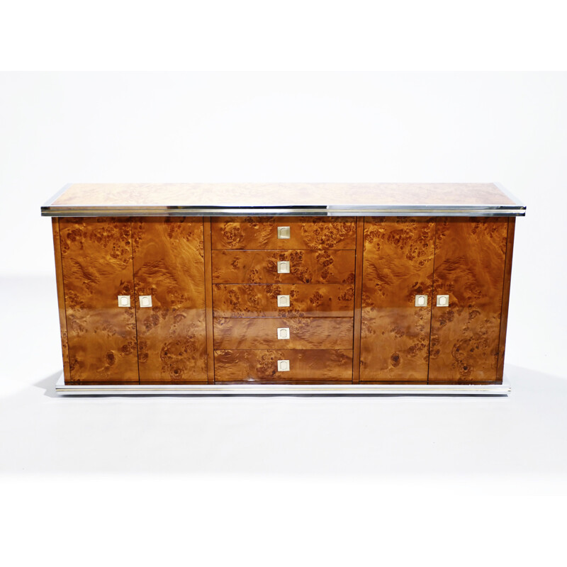 Vintage sideboard in brass and chrome 1970s