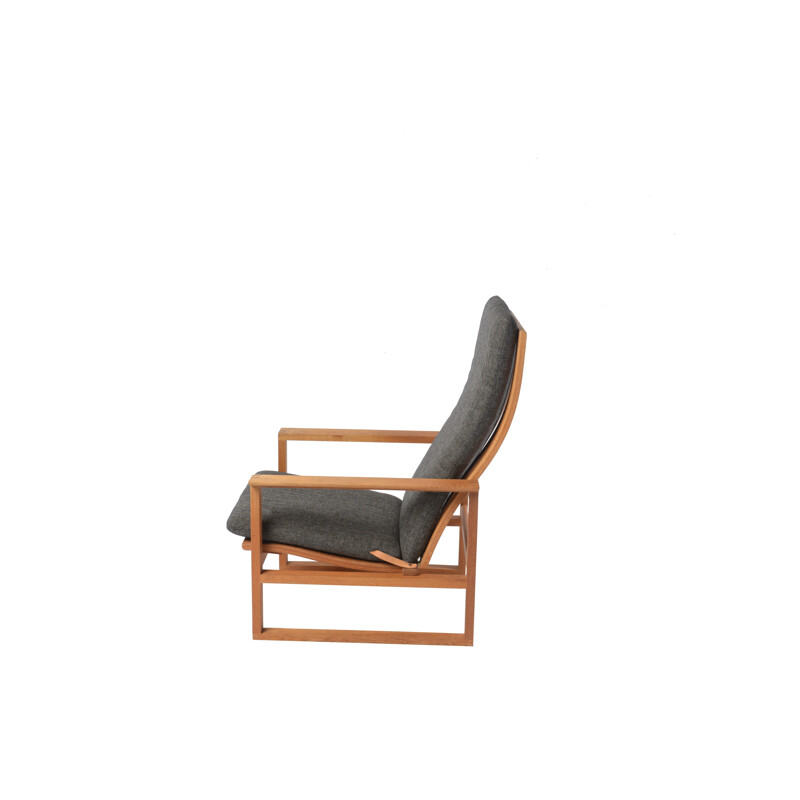 Armchair 2254 in oakwood, fabric and leather, Børge MOGENSEN - 1960s