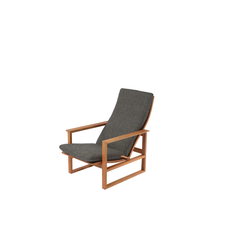 Fauteuil 2254 en chêne, tissu et cuir, Børge MOGENSEN - 1960