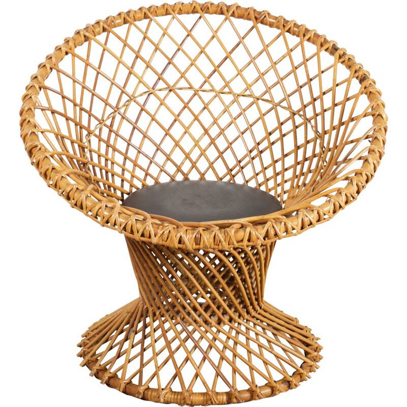 Vintage round chair in wicker by Dirk van Sliedrecht for Rohe Noordwolde