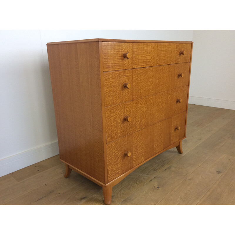 Vintage British chest of drawers in lacewood