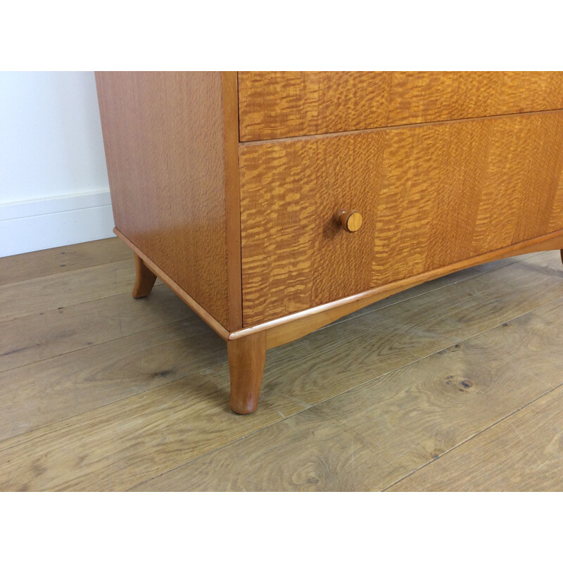 Vintage British chest of drawers in lacewood