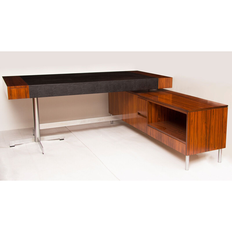 Vintage desk in rosewood with integrated storage unit