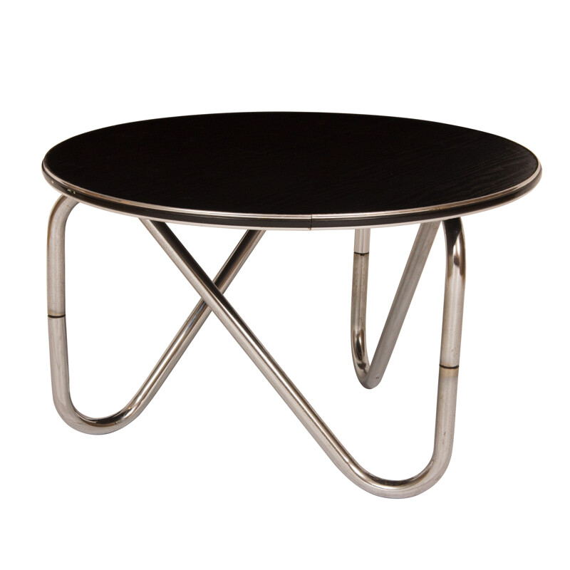 Vintage chromed coffee table in black ashwood