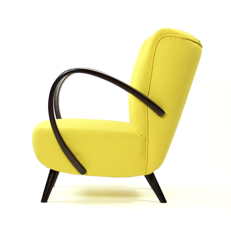 Vinta set of 2 yellow armchairs by Jindrich Halabala