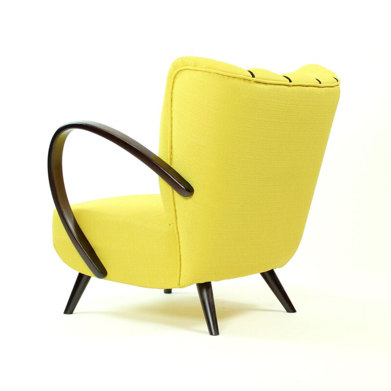 Vinta set of 2 yellow armchairs by Jindrich Halabala