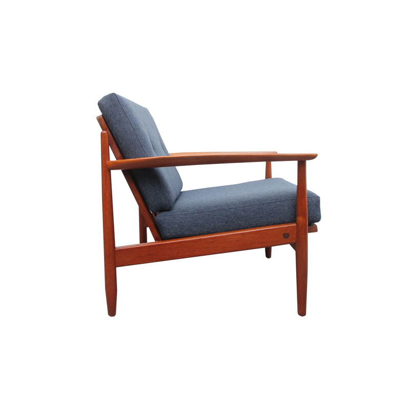 Vintage armchair in teak, darkblue 1960s