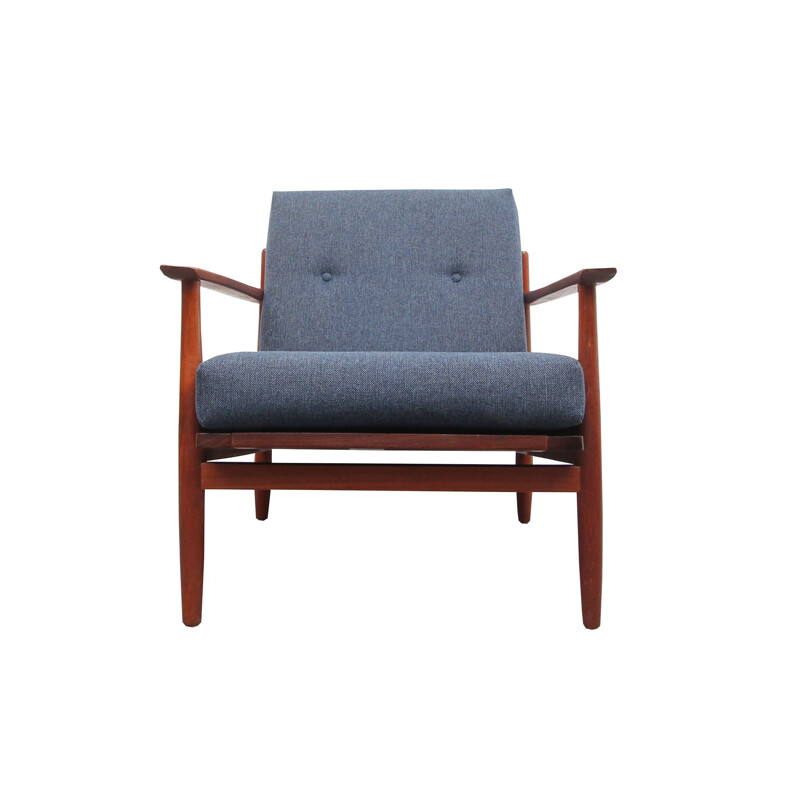 Vintage armchair in teak, darkblue 1960s