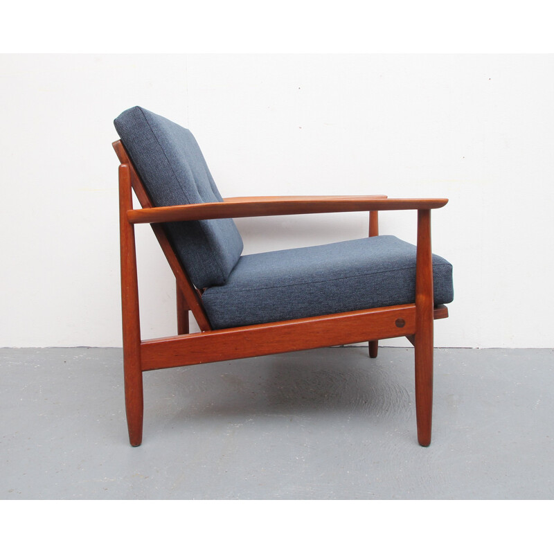 Vintage armchair in teak, darkblue 1960s