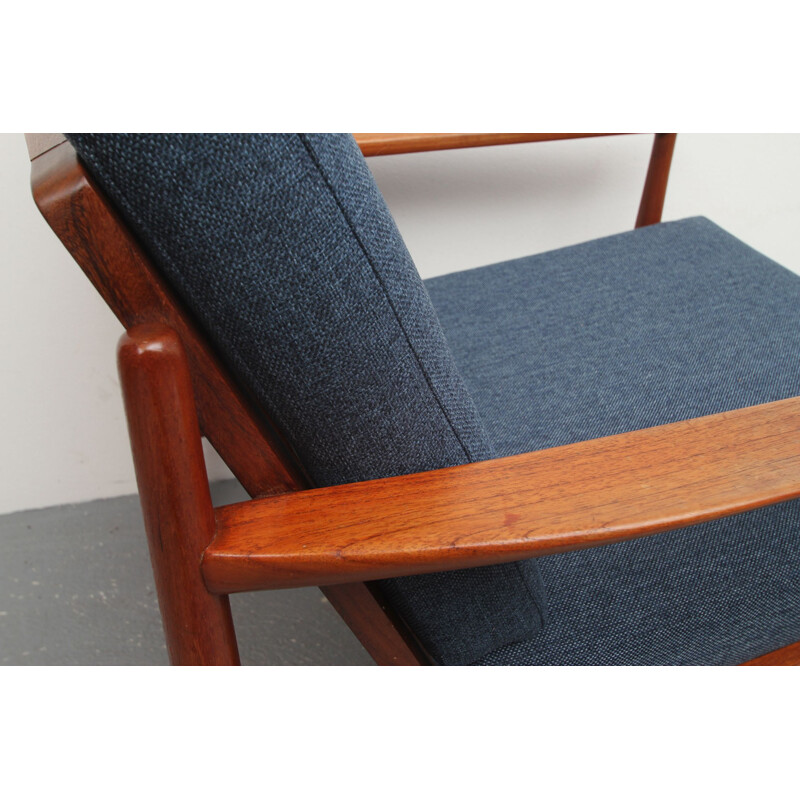 Vintage armchair in teak, darkblue 1960s