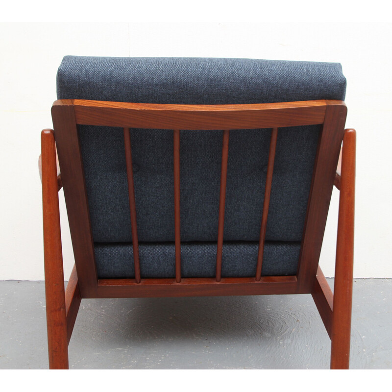 Vintage armchair in teak, darkblue 1960s