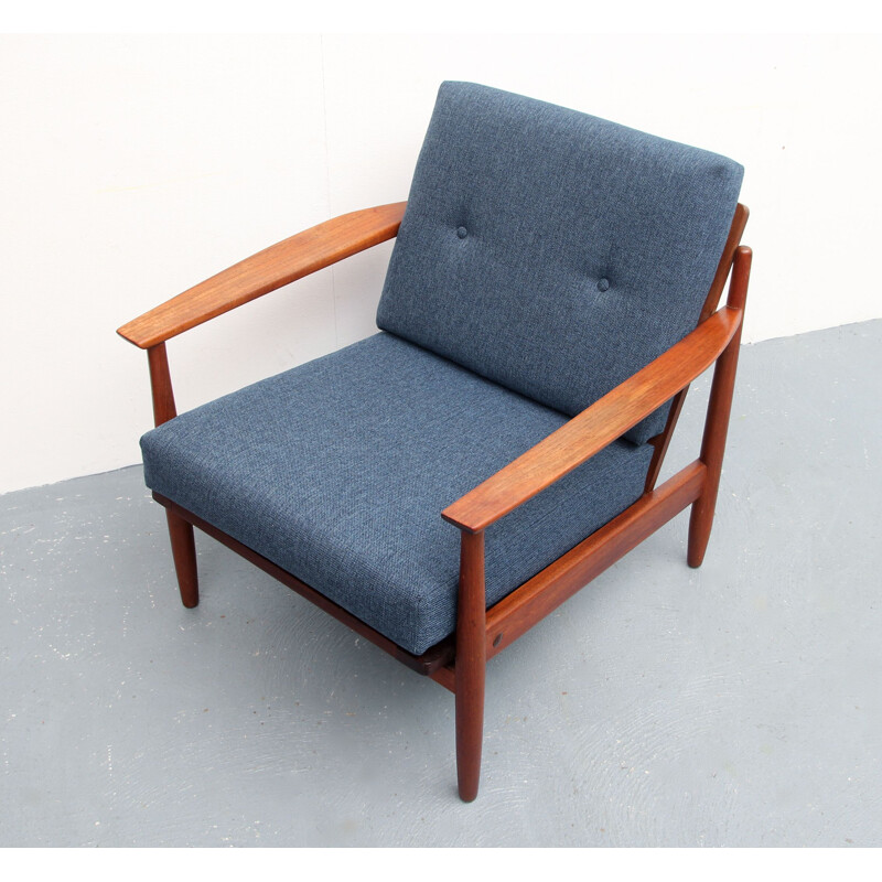 Vintage armchair in teak, darkblue 1960s