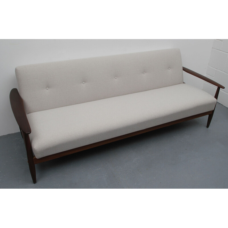 Vintage teak sofa convertible in daybed 1960s