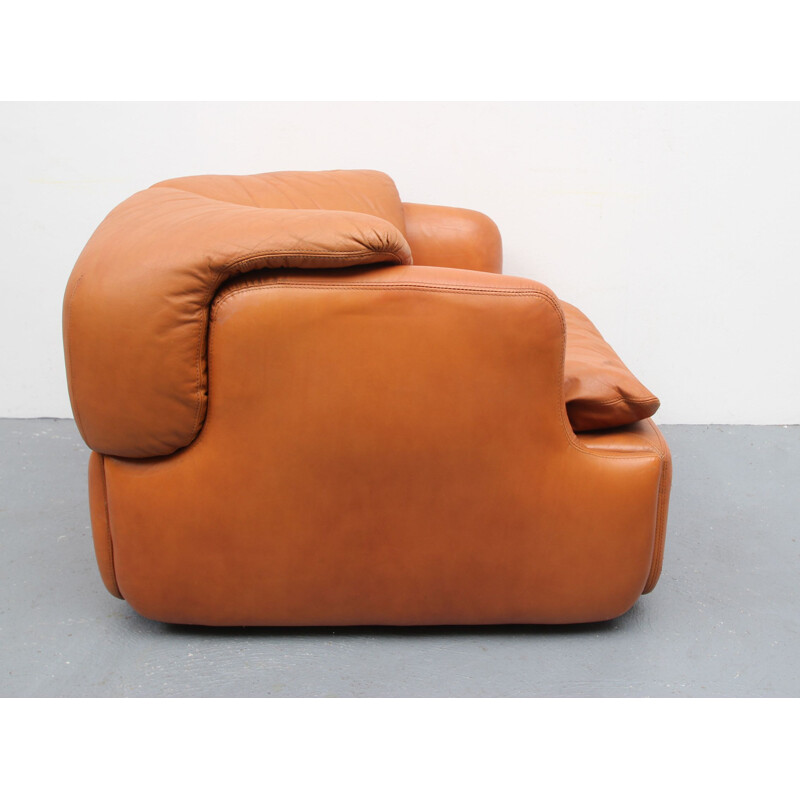 Vintage brown leather chair, Alberto Rosselli for Sapotiti 1970