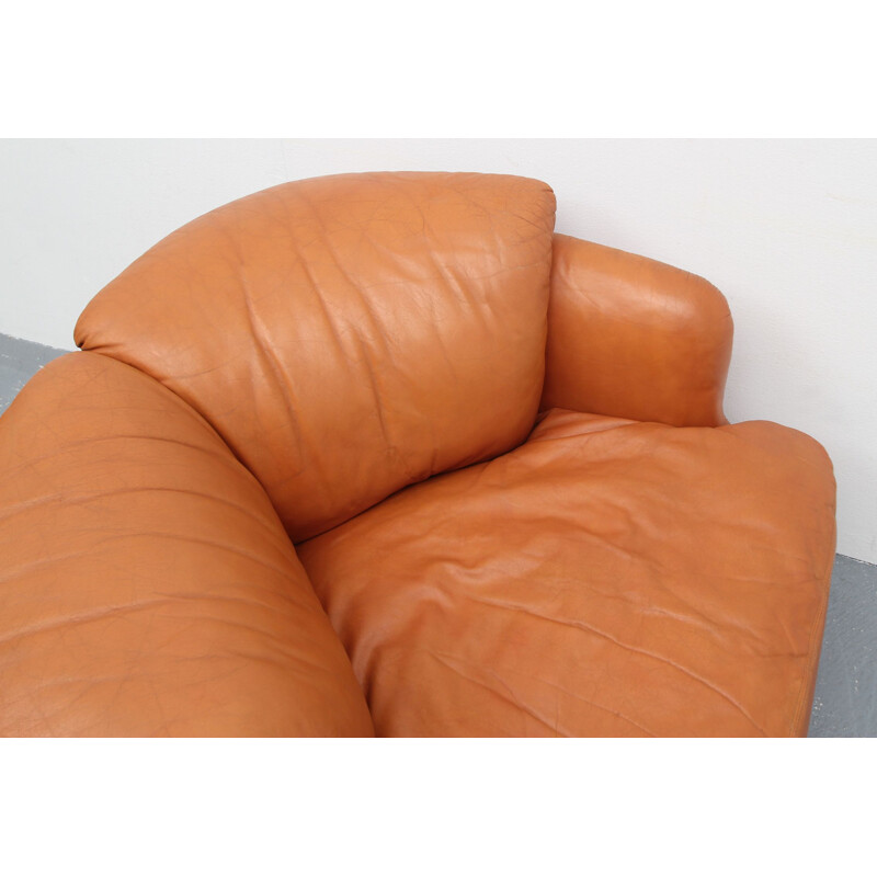 Vintage brown leather chair, Alberto Rosselli for Sapotiti 1970