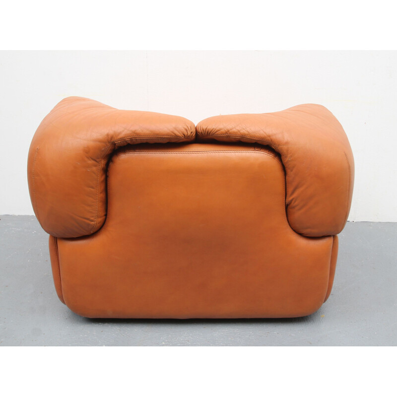 Vintage brown leather chair, Alberto Rosselli for Sapotiti 1970