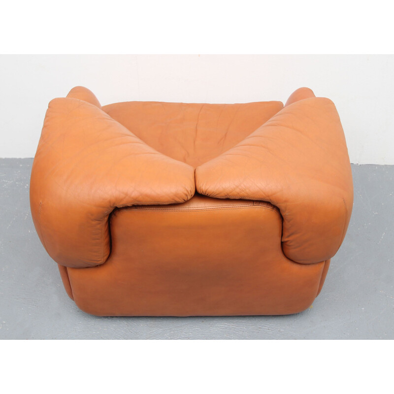 Vintage brown leather chair, Alberto Rosselli for Sapotiti 1970