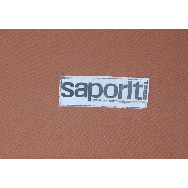 Fauteuil vintage en cuir brun, Alberto Rosselli pour Saporiti1970